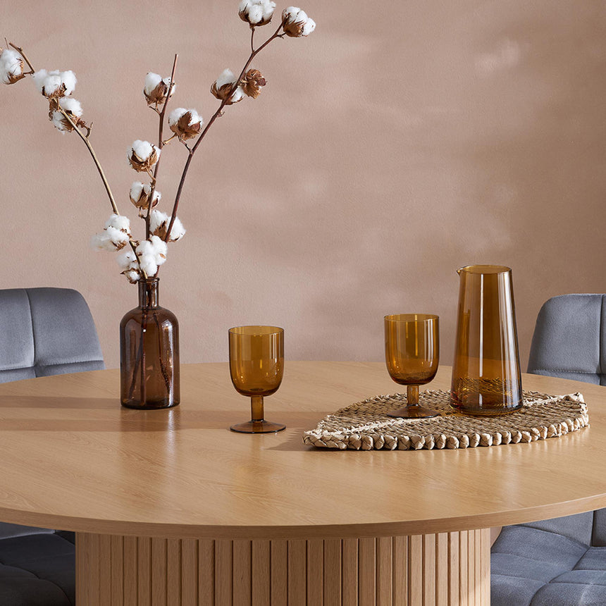 Axel Oak Fluted 4 Seater Round Dining Table-2