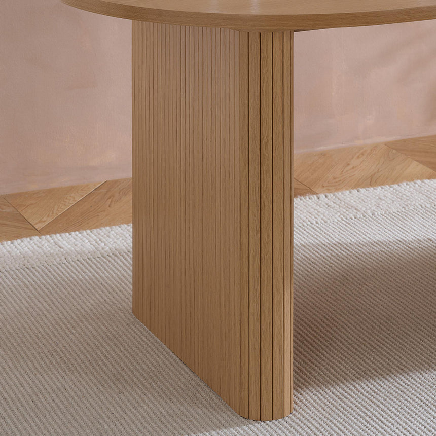 Axel Oak Fluted 6 Seater Oval Dining Table-5