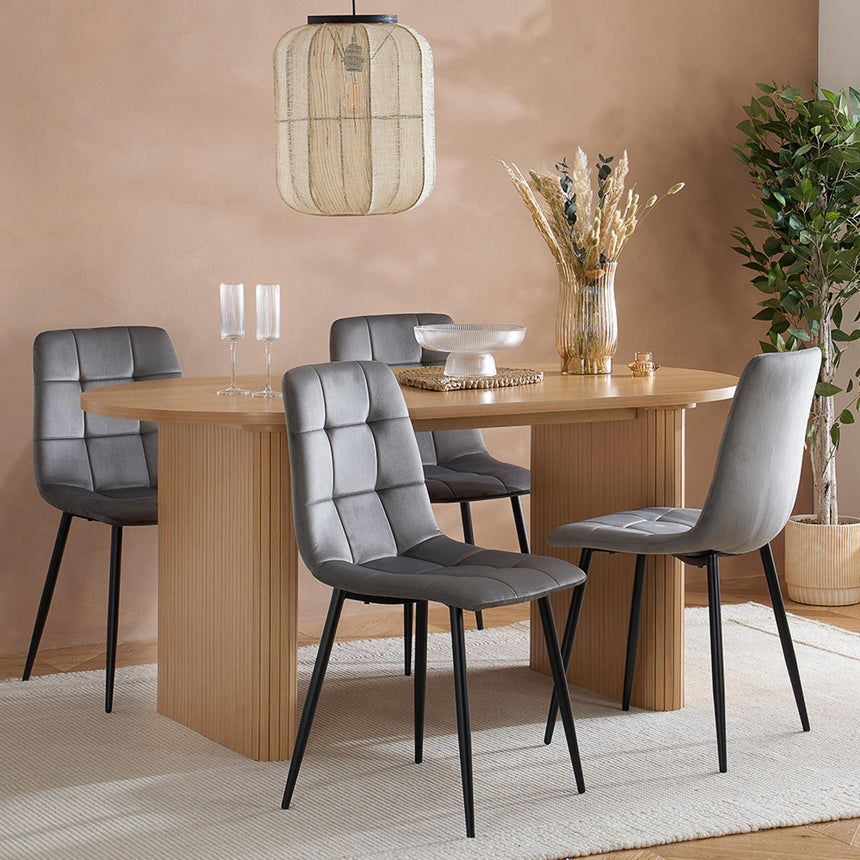 Axel Oak Fluted 6 Seater Oval Dining Table-6