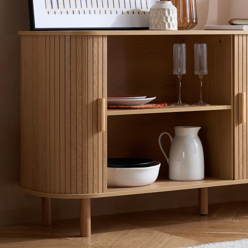 Axel Oak Fluted 2 Door Large Curved Sideboard - 160cm-3