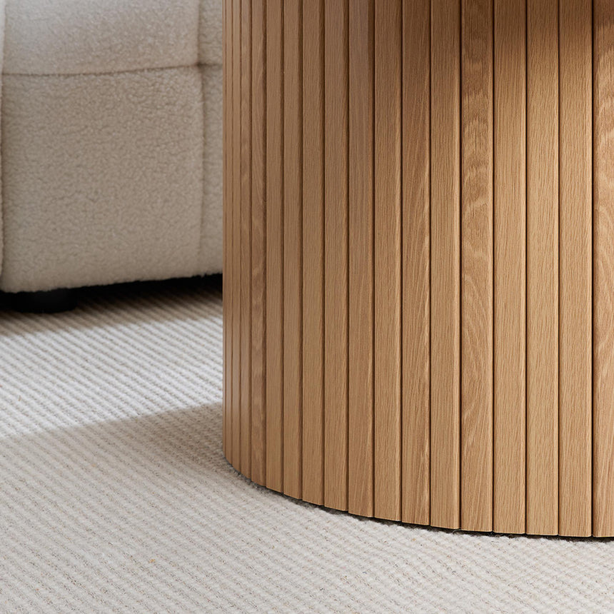 Axel Oak Fluted Round Coffee Table-4