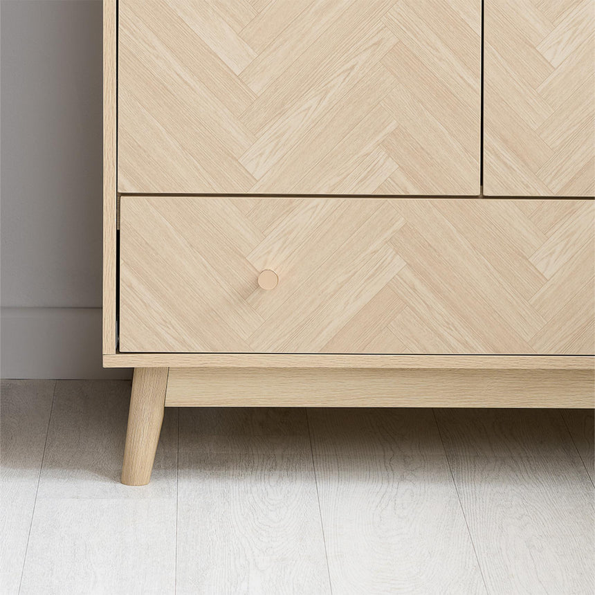 Herringford Oak 2 Door 1 Drawer Wardrobe-2