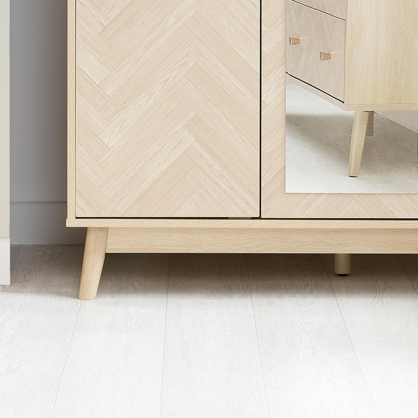 Herringford Oak 3 Door Mirror Wardrobe-3