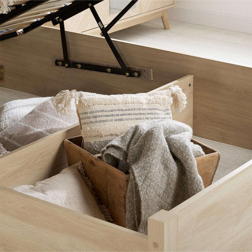 Herringford Oak Ottoman Storage Bed - Sizes Available-4