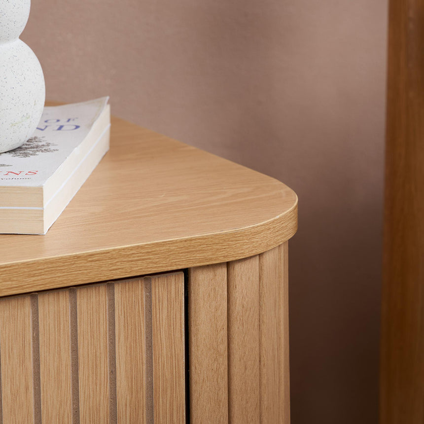 Axel Oak Fluted 1 Drawer Curved Bedside Table-3