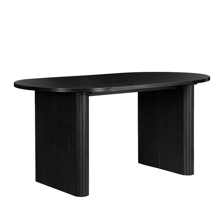 Axel Black Fluted Oval Dining Set with 4 Chair-5