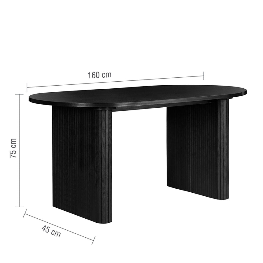 Axel Black Fluted Oval Dining Set with 4 Chair-9