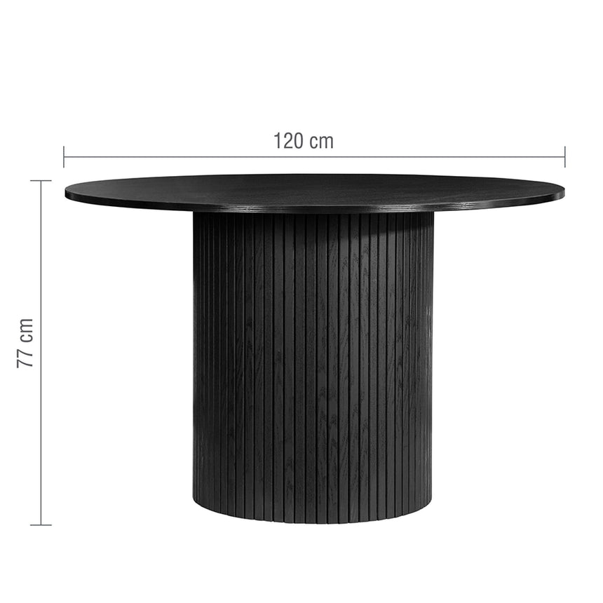 Axel Black Round Fluted Dining Set with 4 Chair-8