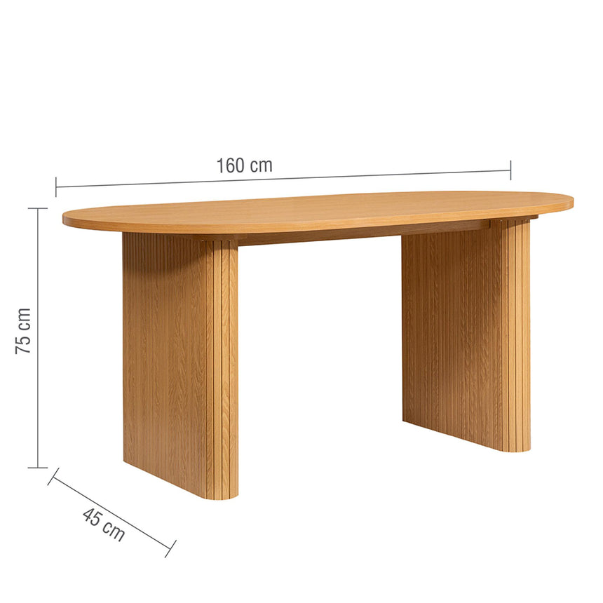 Axel Oak Fluted Oval Dining Set with 4 Chair-9