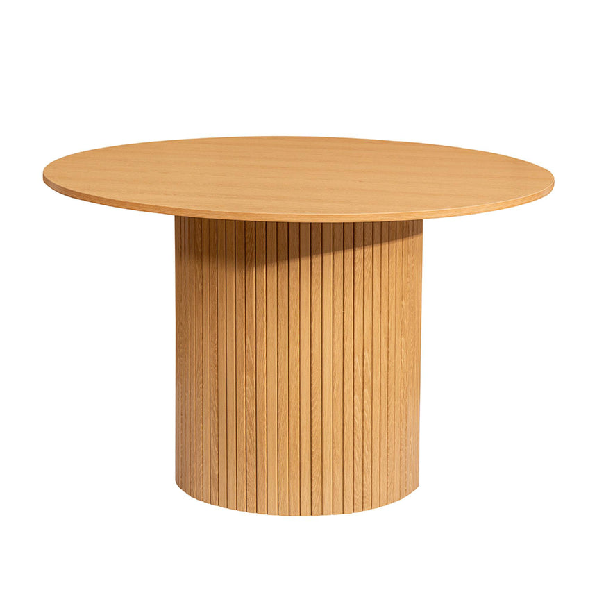Axel Oak Fluted Round Dining Set with 4 Chair-4