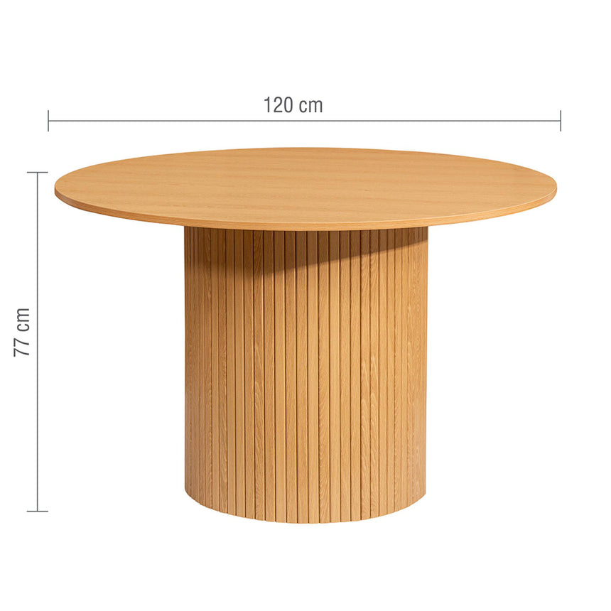 Axel Oak Fluted Round Dining Set with 4 Chair-8