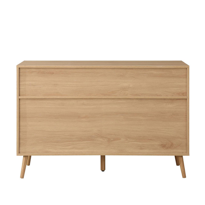 Croxley Oak and Rattan Wide 7 Drawer Chest-3