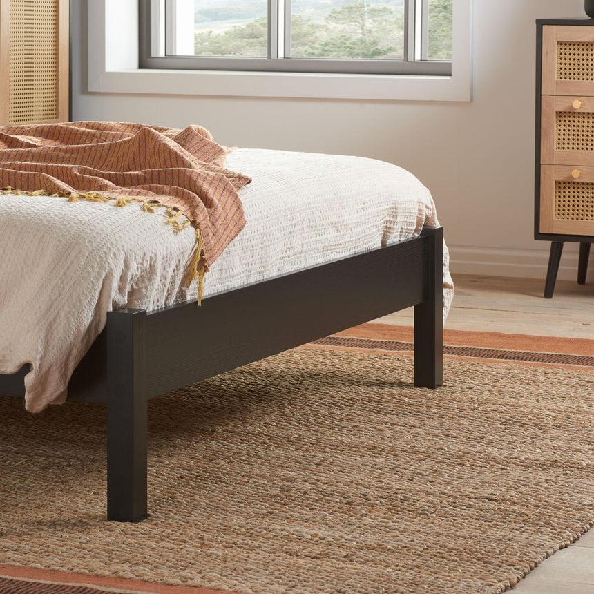 Croxley Black and Rattan Bed - Sizes Available-2
