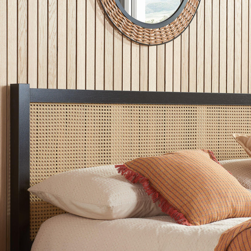 Croxley Black and Rattan Bed - Sizes Available-3