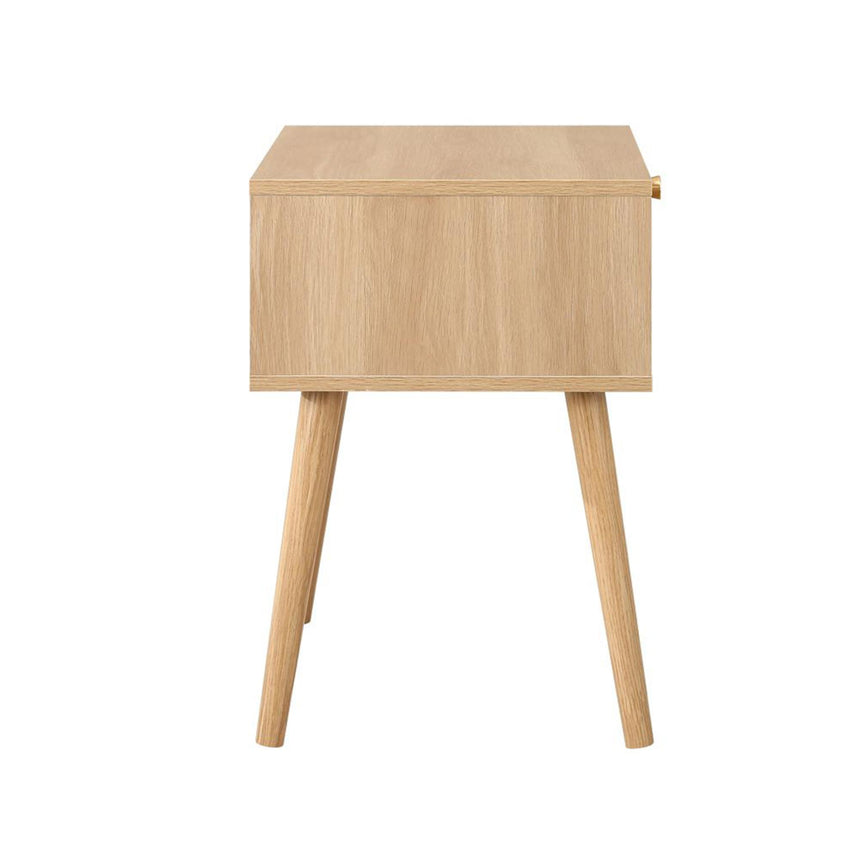 Croxley Oak and Rattan 1 Drawer Bedside Table-5