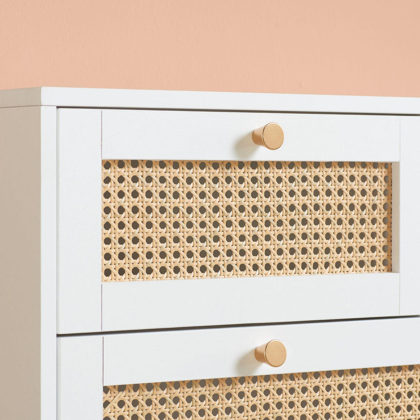 Croxley White and Rattan 7 Drawer Wide Chest-3