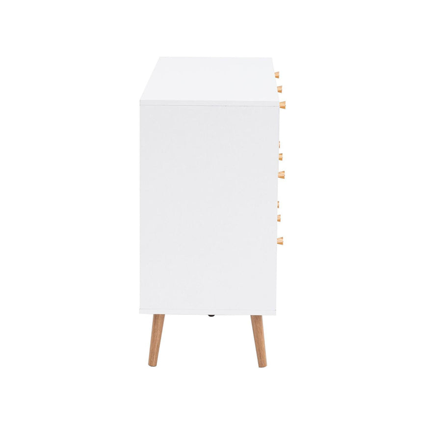 Croxley White and Rattan 7 Drawer Wide Chest-4