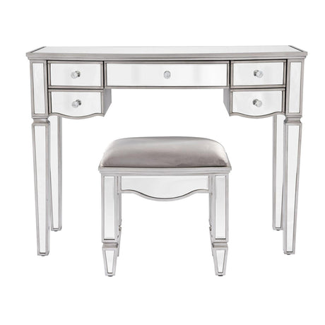 Elysee Mirrored Glass 5 Drawer Dressing Table-2
