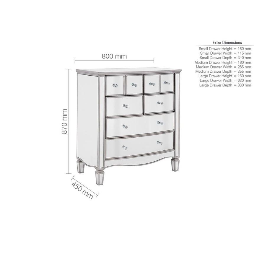 Elysee Mirrored Glass Multi Drawer Chest-5