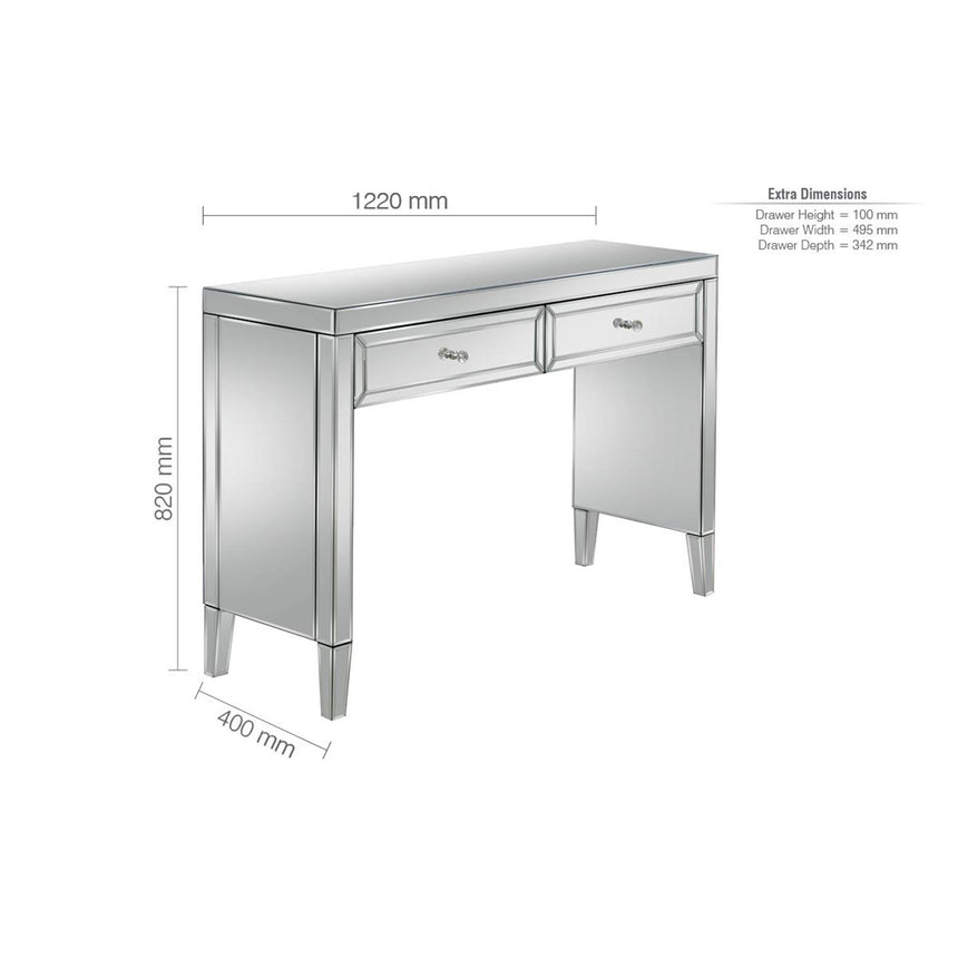 Valencia Mirrored 2 Drawer Console Table-5