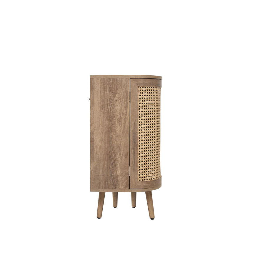 Noah Oak and Rattan Curved 100cm Small Sideboard - 2 Doors-6