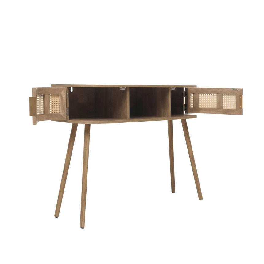 Noah Oak and Rattan Curved 110cm Console Table-3