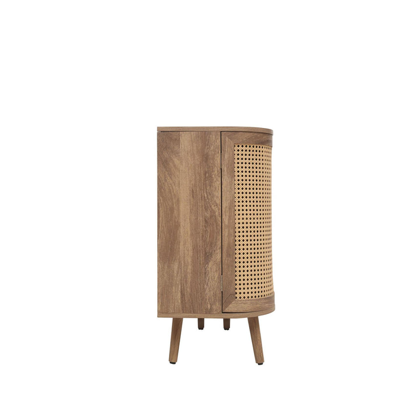 Noah Oak and Rattan Curved 150cm Medium Sideboard - 2 Doors-4