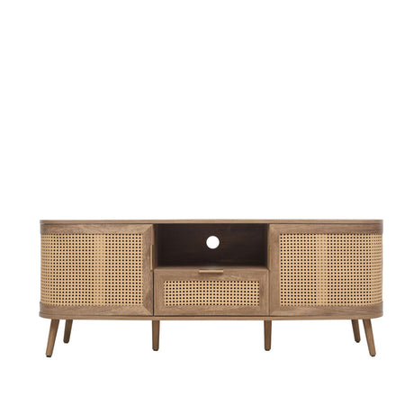 Noah Oak and Rattan Curved 150cm TV Unit-2
