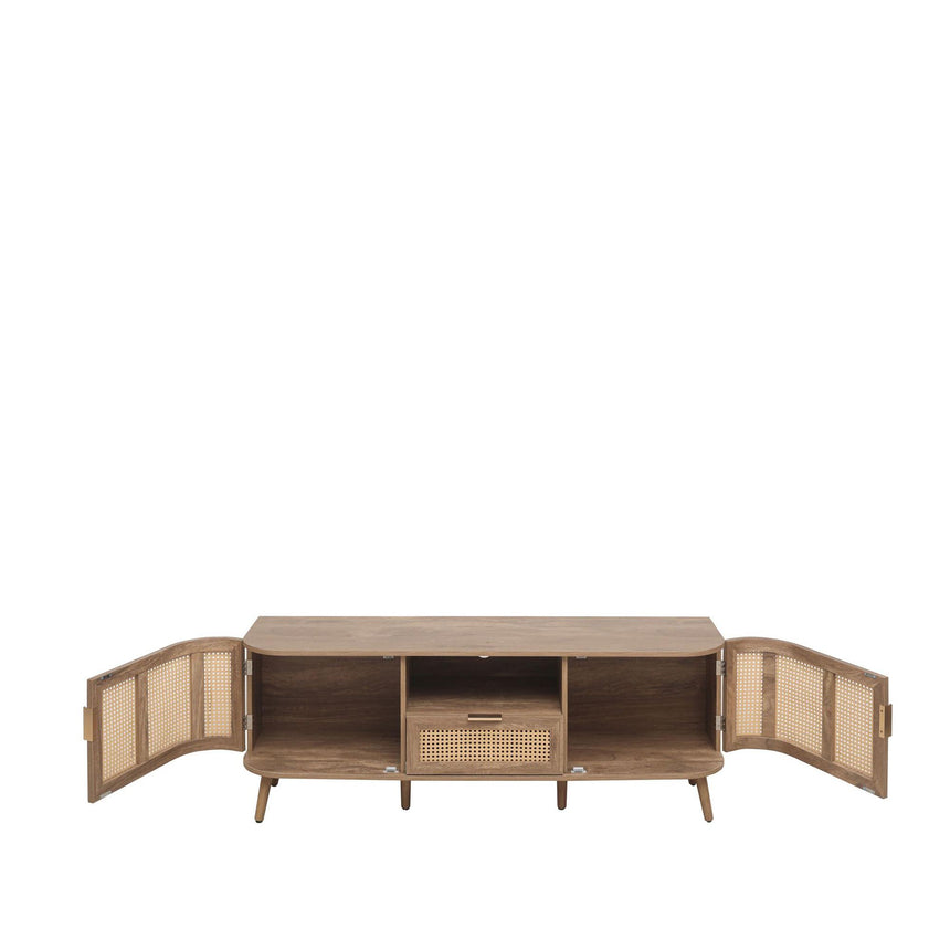 Noah Oak and Rattan Curved 150cm TV Unit-4