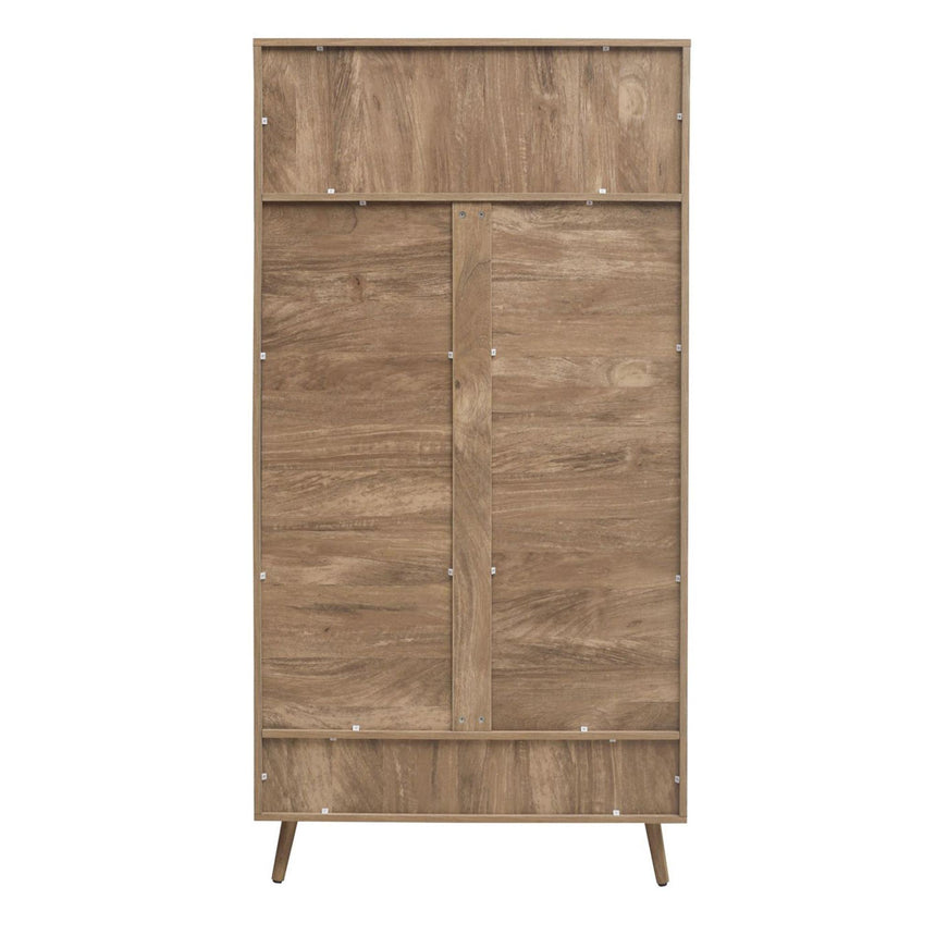 Noah Oak and Rattan Curved 2 Door Wardrobe-3