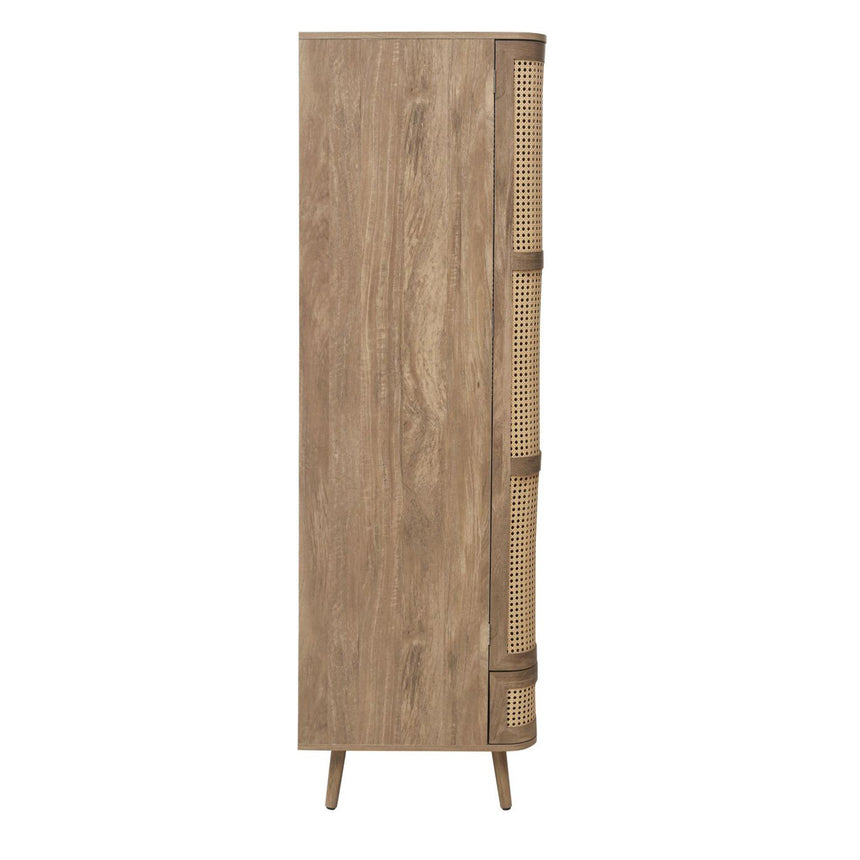 Noah Oak and Rattan Curved 2 Door Wardrobe-4