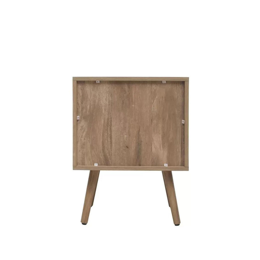 Noah Oak and Rattan Curved 2 Drawer Bedside Table-7