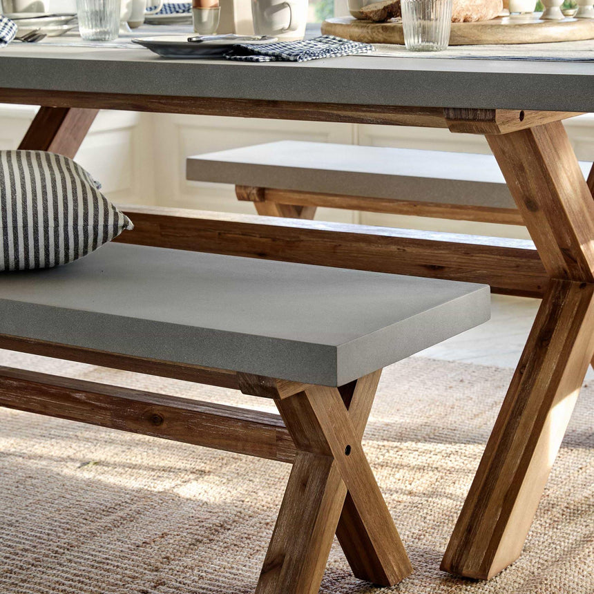 Burford Outdoor Bench Small in Grey Faux Concreate-4