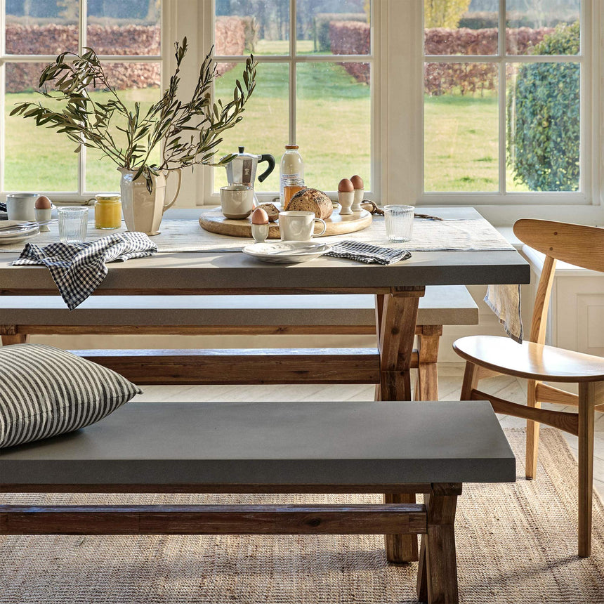 Burford Outdoor Table and Bench Set Small in Grey Faux Concreate-2