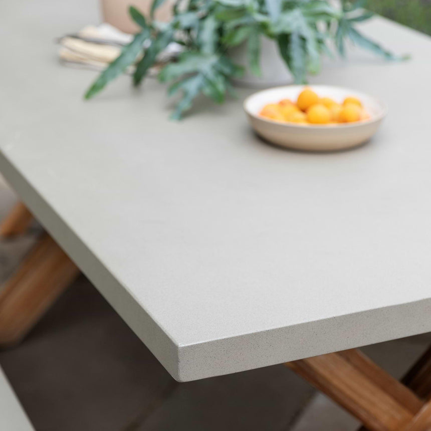 Burford Outdoor Table and Bench Set Small in Grey Faux Concreate-5