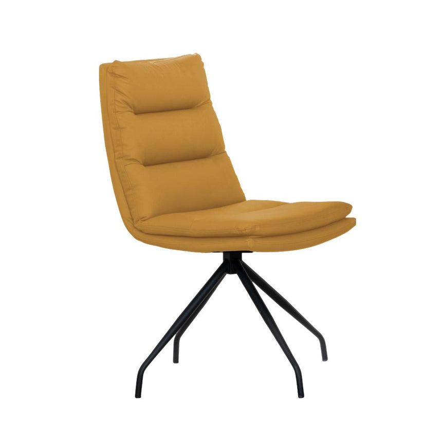 Bern Fluted Oak Effect Dining Set - Diego Yellow Leather Swivel Dining Chair-10