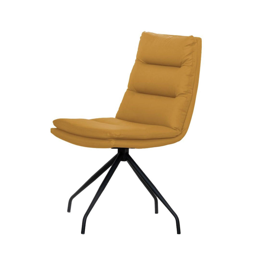 Bern Fluted Oak Effect Dining Set - Diego Yellow Leather Swivel Dining Chair-11