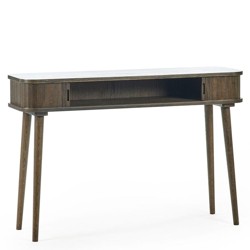 Tambour Dark Oak Ribbed Console Table-2