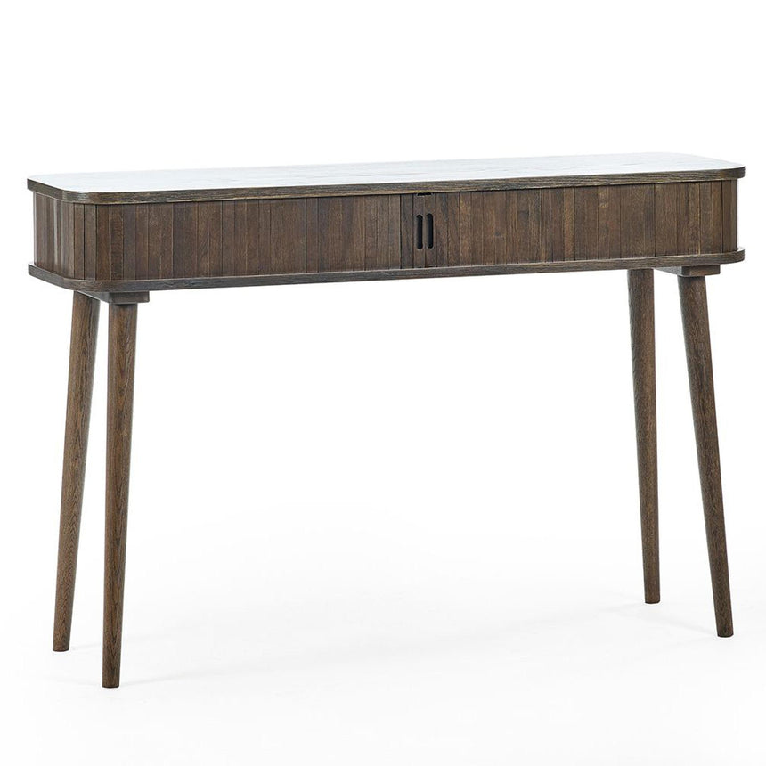 Tambour Dark Oak Ribbed Console Table-4