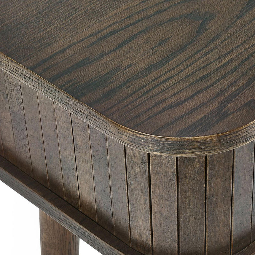 Tambour Dark Oak Ribbed Console Table-8