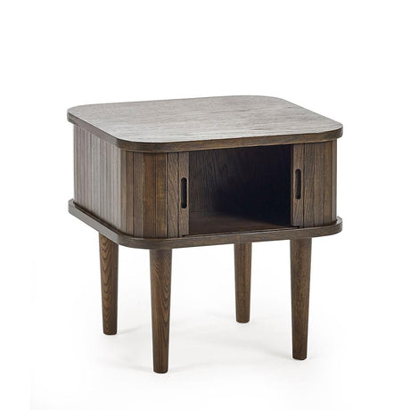 Tambour Dark Oak Ribbed Side Table-2