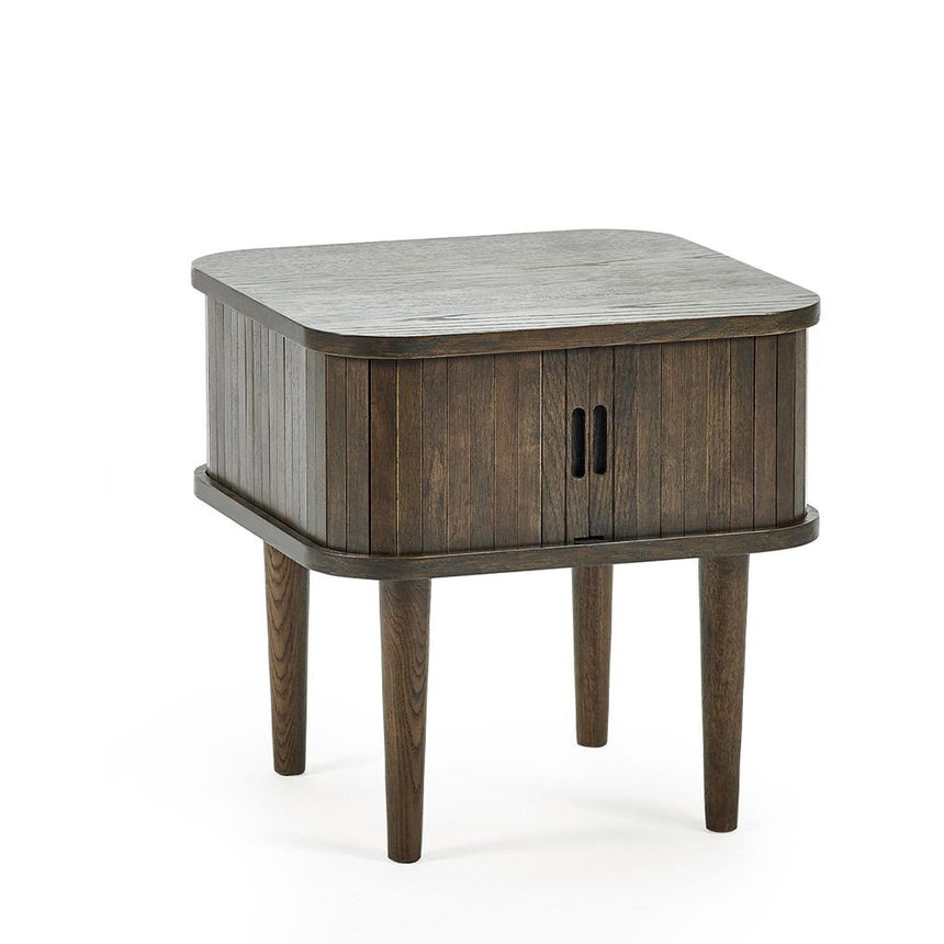 Tambour Dark Oak Ribbed Side Table-4
