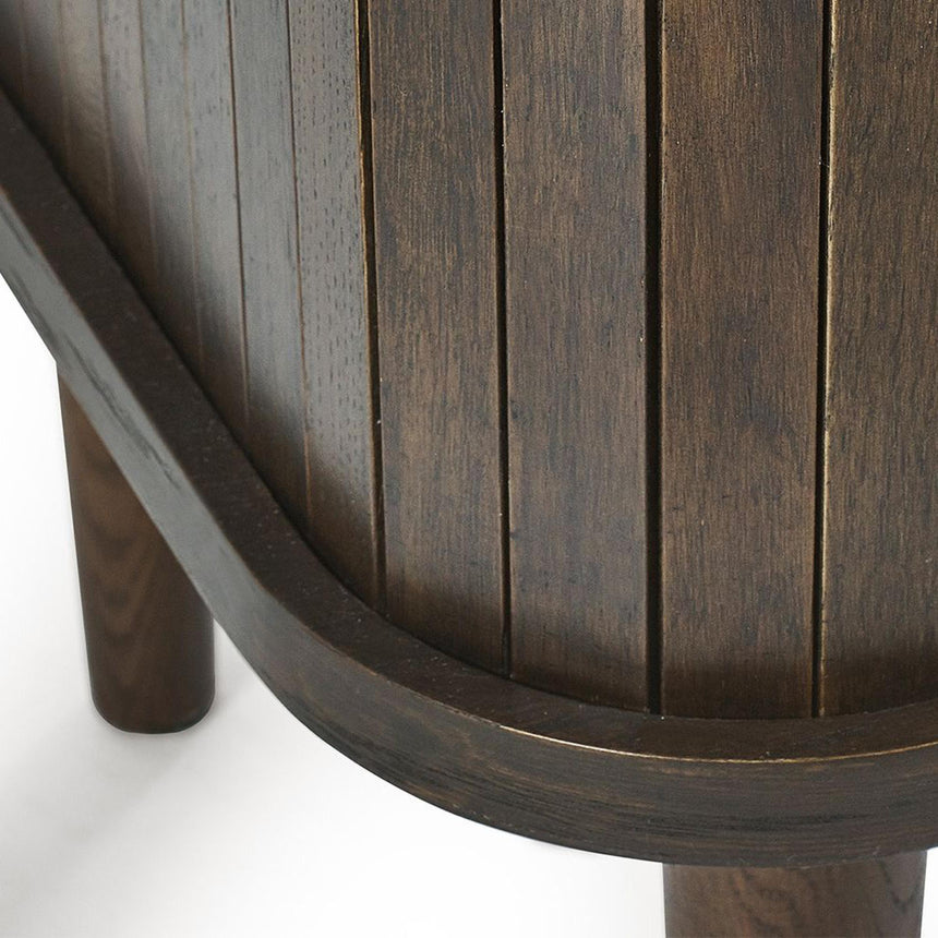 Tambour Dark Oak Ribbed Side Table-8