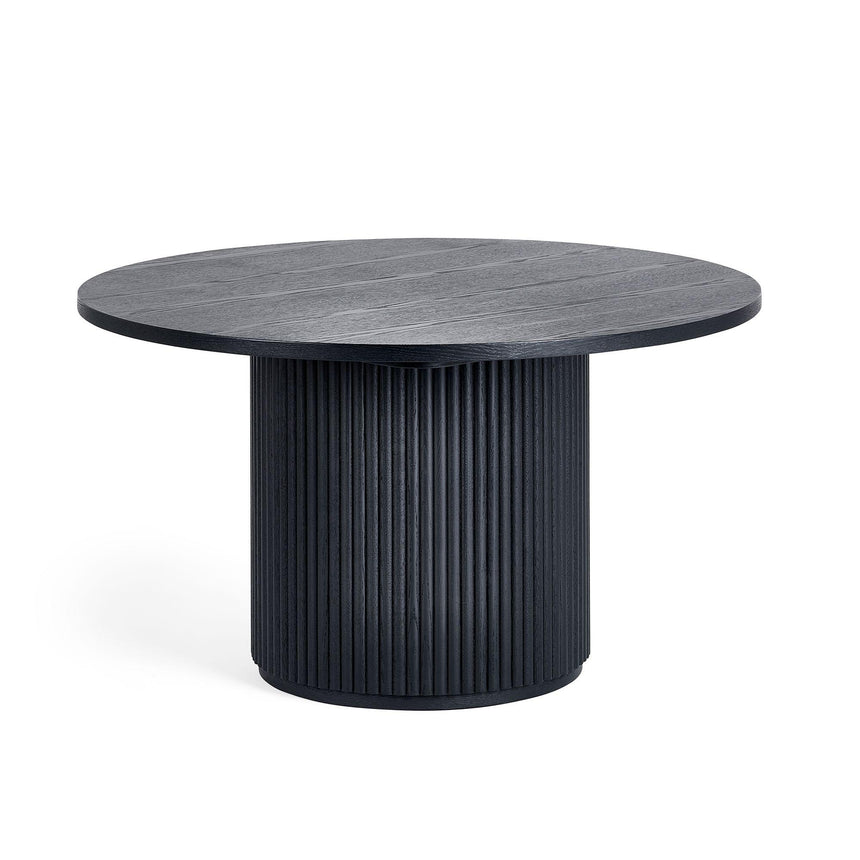 Louis Black Round Coffee Table - Fluted Base-2
