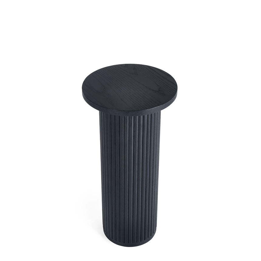 Louis Black Round Drinks Table - Fluted Base-2
