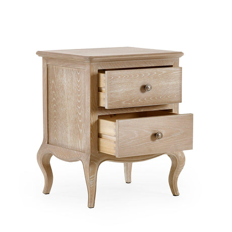 Camille Oak French Style 2 Drawer Bedside Cabinet-2