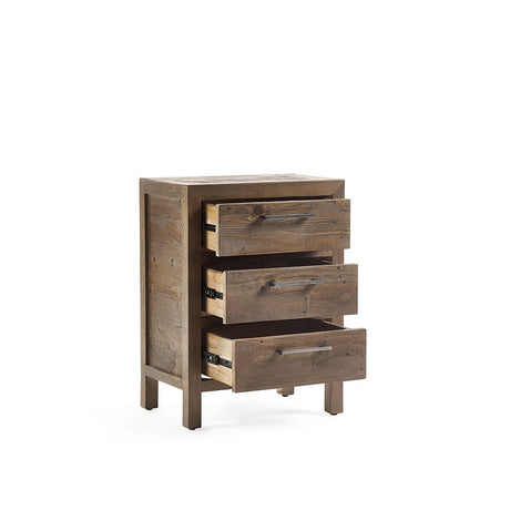 Heritage Reclaimed Pine 3 Drawer Bedside-2