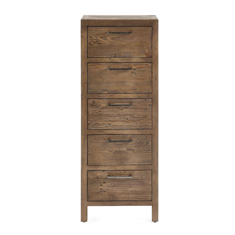 Heritage Reclaimed Pine 5 Drawer Narrow Chest-2