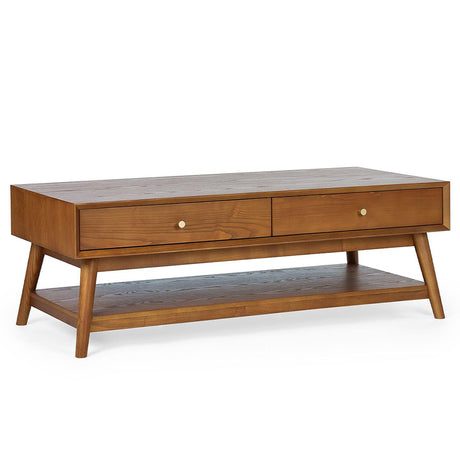 Lowry Cherry Wood Retro Style 120cm Coffee Table-2