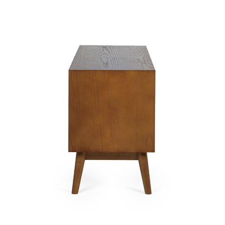 Lowry Cherry Wood Retro Style 120cm Media Unit-2